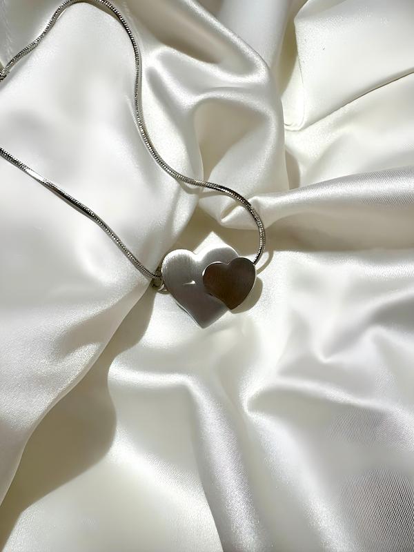 گردنبند استیل دوقلب سیلور