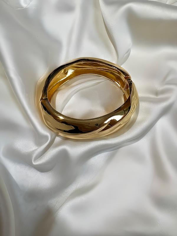 دستبند آیینه‌ای گلد موج‌ ساده