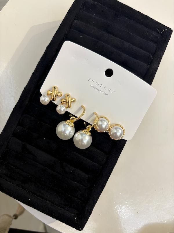 پک گوشواره سه تایی مرواریدی