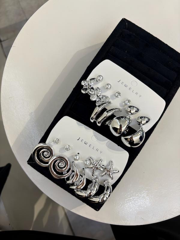 پک گوشواره 6تایی سیلور