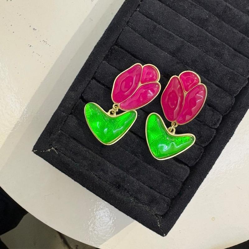 گوشواره گل و برگ آبرنگی