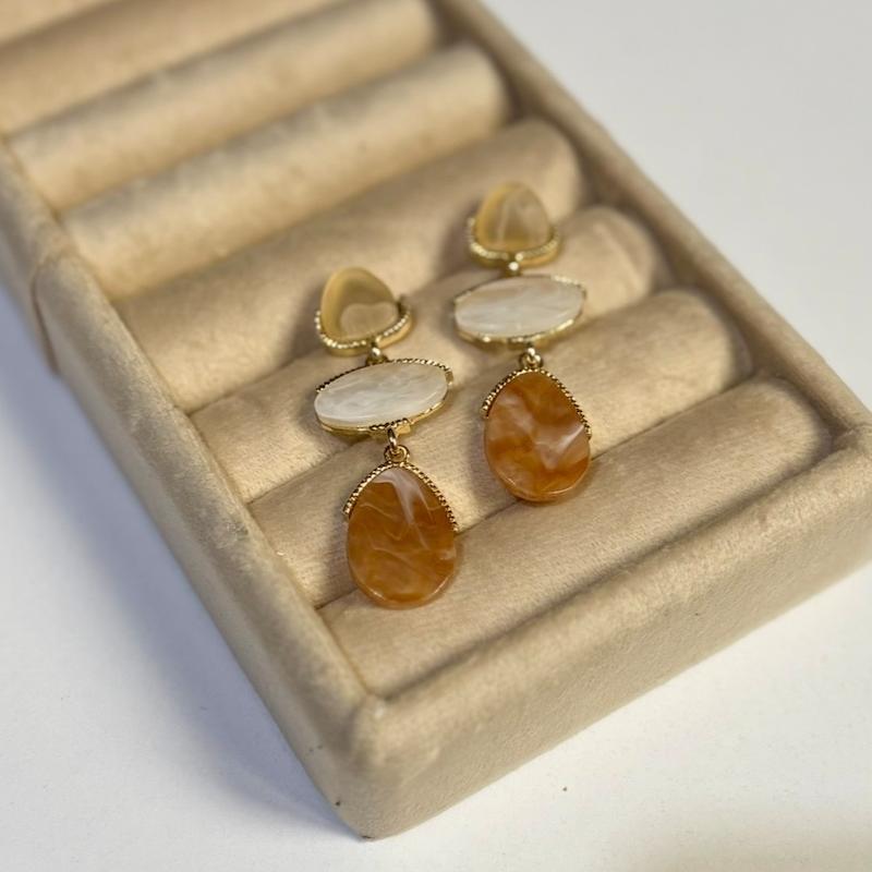 گوشواره سه آویز کرمی