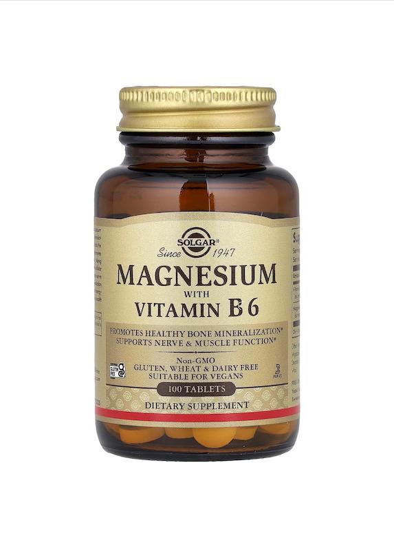 قرص منیزیم و ویتامین B6 سولگار100عددی-- Solgar Magnesium with Vitamin B6 