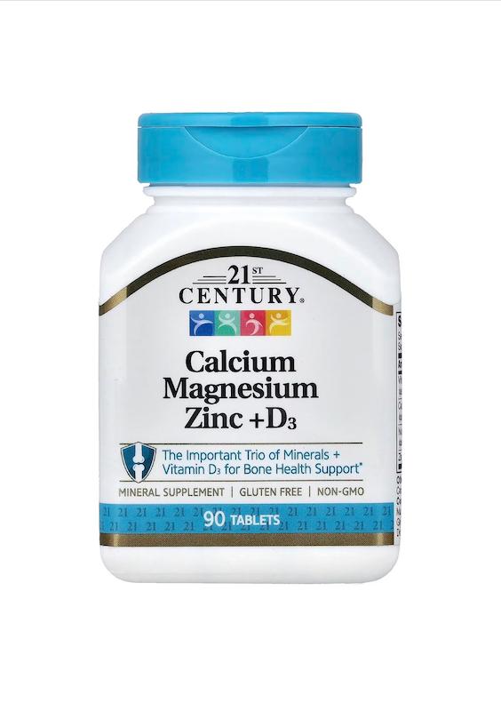 قرص کلسیم منیزیم زینک و ویتامین دی سنتری90 عددی--calcium.magnesium.zinc+D3  21century 