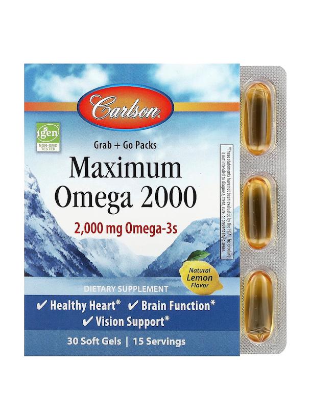 سافت‌ژل کارلسون مکسیمم امگا ۲۰۰۰ ۳۰عددی—Carlson Maximum Omega 2000 