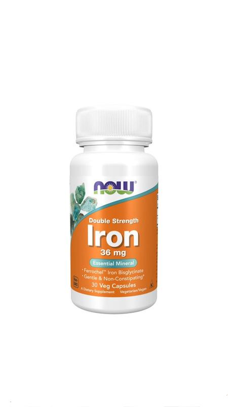 قرص آهن دبل 36میلی گرم 30عددی ناوفودز--Iron 36 mg, Double Strength Nowfoods