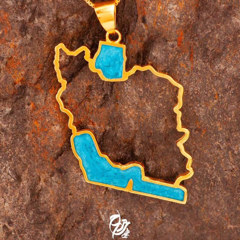 آویز نقشه ایران با میناکاری
