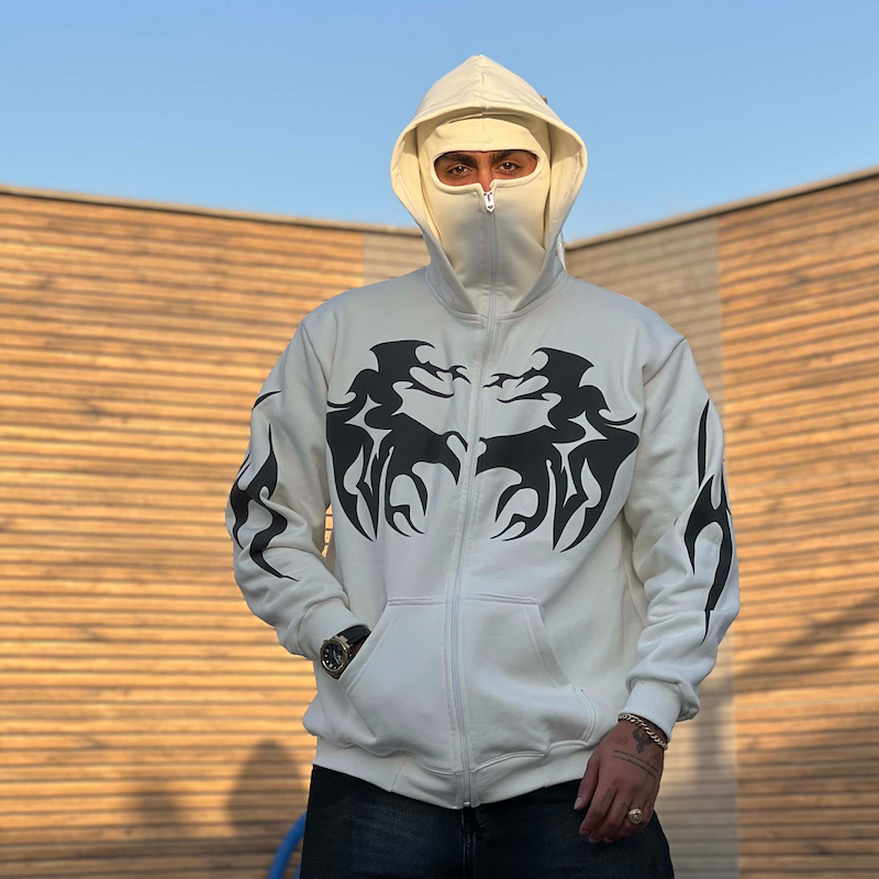 سوییشرت نینجا لش باکسی 2 کلاه طرح آتش افروز