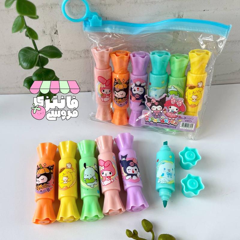 پک ۶ عددی هایلایتر دو سر طرح شکلات سانریو