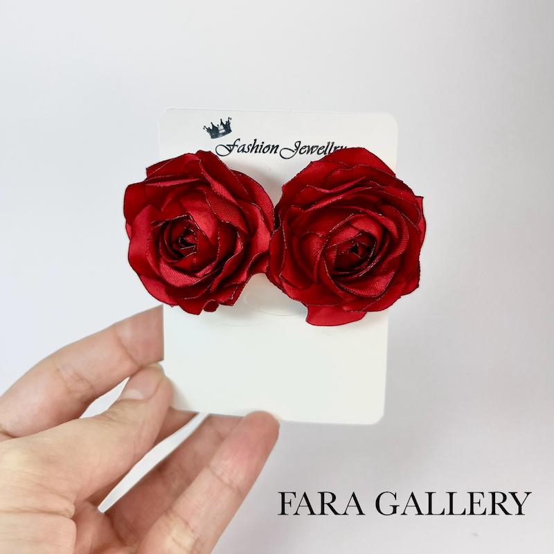 گوشواره گل رز ساتنی کد EF20