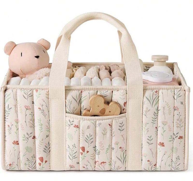 باکس نظم‌دهنده بدون دسته طرح گل و برگ (Floral Nursery Storage Basket)