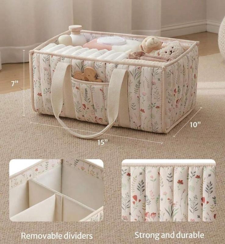 باکس نظم‌دهنده بدون دسته طرح گل و برگ (Floral Nursery Storage Basket)