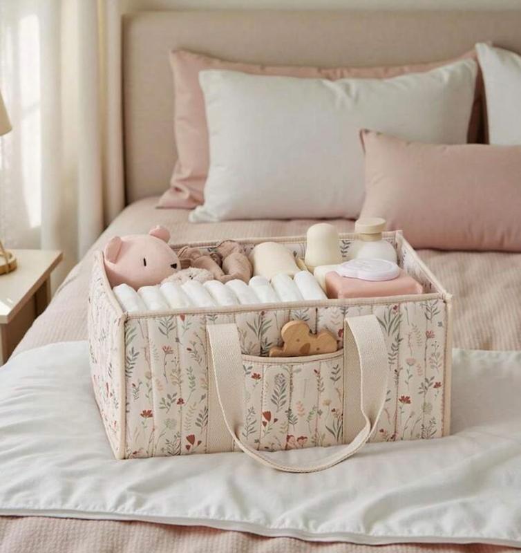 باکس نظم‌دهنده بدون دسته طرح گل و برگ (Floral Nursery Storage Basket)