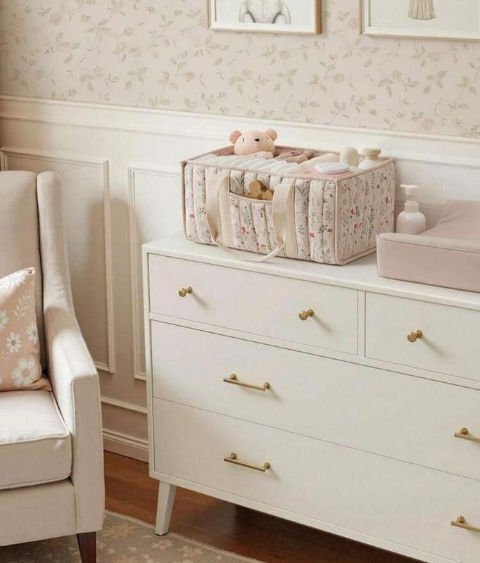 باکس نظم‌دهنده بدون دسته طرح گل و برگ (Floral Nursery Storage Basket)