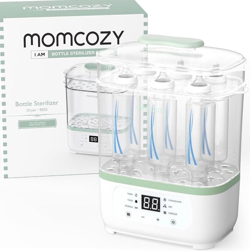 دستگاه استریل‌کننده بخار و خشک‌کن برقی ۸ کاره Momcozy (ظرفیت ۸ بطری)
