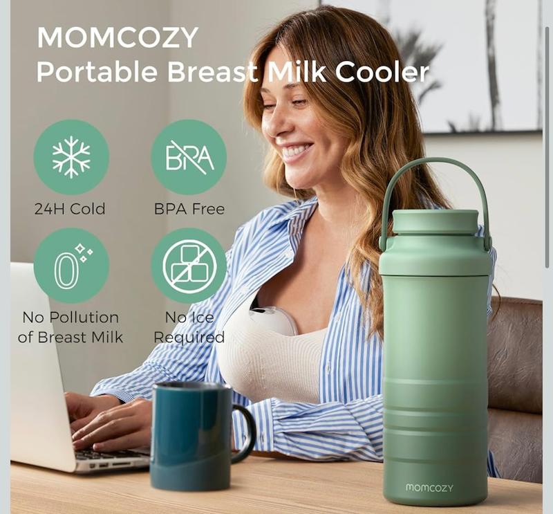 ترموس خنک‌کننده ۲۴ ساعته شیر مادر Momcozy (ظرفیت ۲۲ اونس / ۶۵۰ میلی‌لیتر)