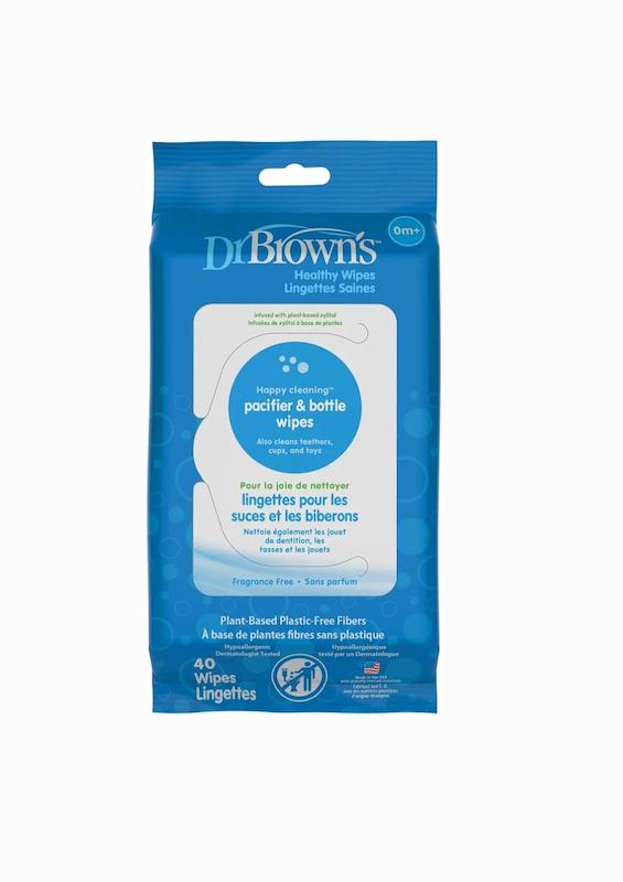 بسته ۴۰ عددی دستمال مرطوب تمیزکننده شیشه شیر و پستانک دکتر براونز | Dr. Brown's Pacifier and Bottle Wipes 