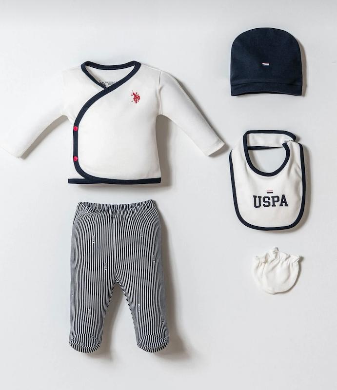 ست ۵ تکه بیمارستانی U.S. Polo Assn پسرانه (سفید/سرمه‌ای)
