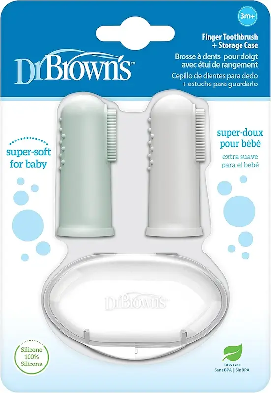 مسواک انگشتی سیلیکونی دکتر براونز با قاب نگهدارنده | Dr. Brown's Silicone Finger Toothbrush