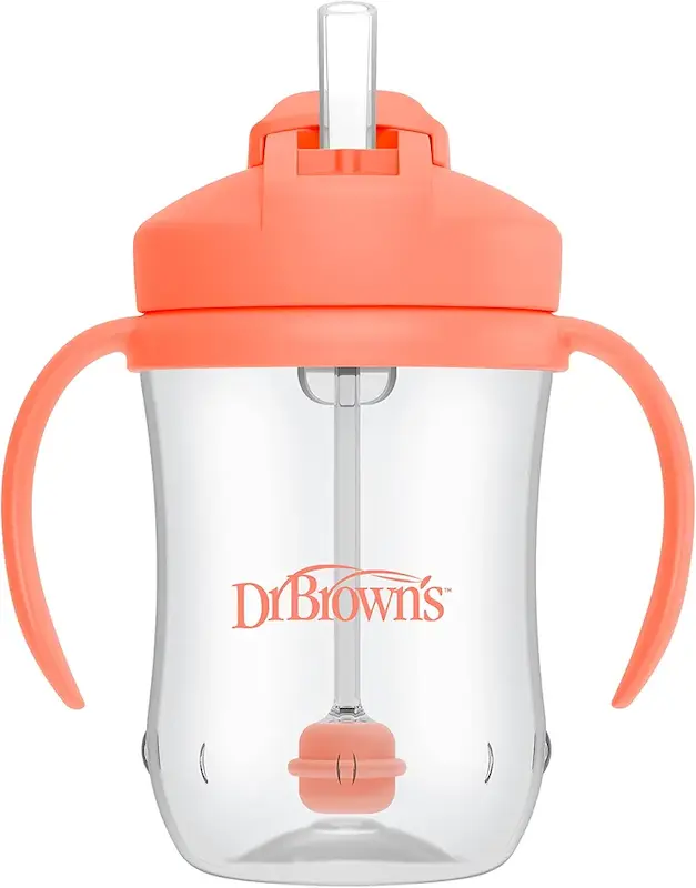 لیوان نی‌دار ارگونومیک کودک دکتر براونز |  Dr. Brown's Milestones Baby's First Straw Cup