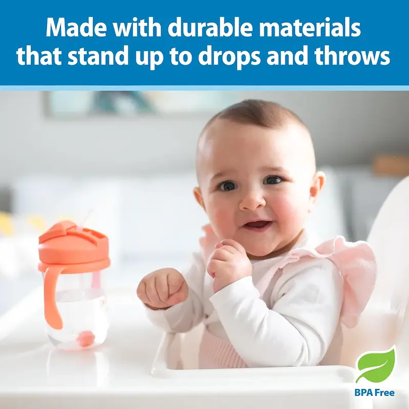 لیوان نی‌دار ارگونومیک کودک دکتر براونز |  Dr. Brown's Milestones Baby's First Straw Cup