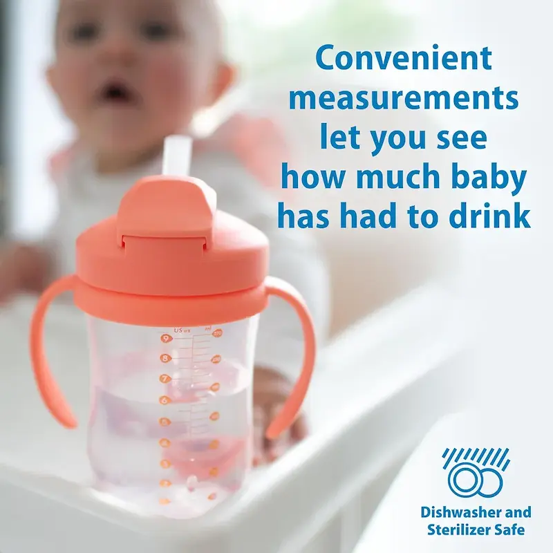 لیوان نی‌دار ارگونومیک کودک دکتر براونز |  Dr. Brown's Milestones Baby's First Straw Cup