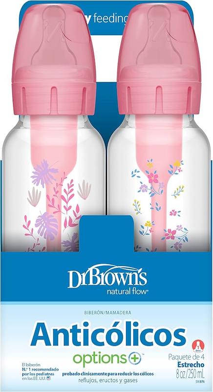 ست ۴ عددی شیشه شیر دهانه باریک آنتی‌کولیک دکتر براونز طرح‌دار | Dr. Brown's Options+ Narrow Baby Bottles