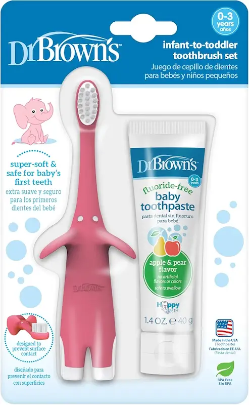 ست مسواک و خمیردندان نوزاد و کودک دکتر براونز | Dr. Brown's Infant-to-Toddler Toothbrush Set