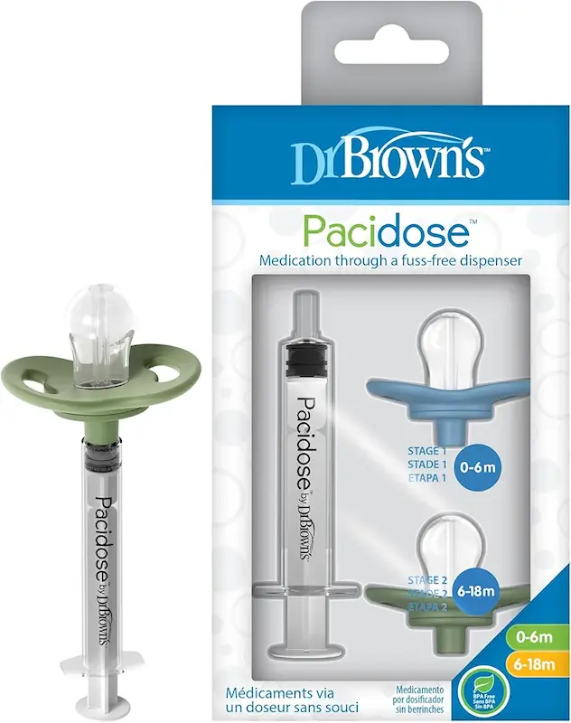 داروخوری پستانکی و سرنگ مایعات کودک دکتر براونز | Dr. Brown's Pacidose Pacifier and Liquid Baby Medicine Dispenser