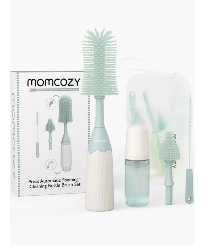 فرچه شیشه‌شور پمپ‌دار و فوم‌ساز مامکوزی (Momcozy Push-Press Bottle Brush Kit)