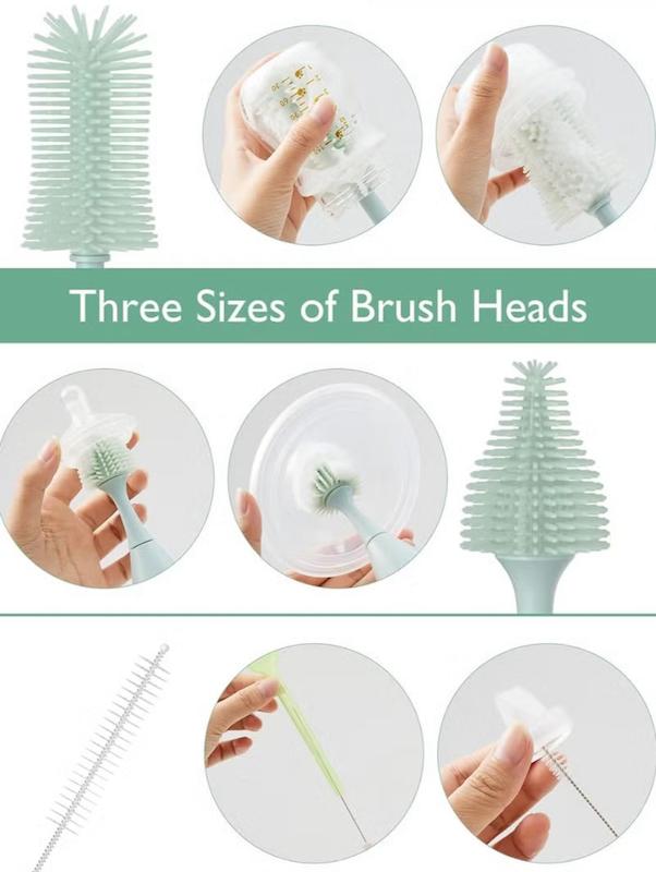 فرچه شیشه‌شور پمپ‌دار و فوم‌ساز مامکوزی (Momcozy Push-Press Bottle Brush Kit)