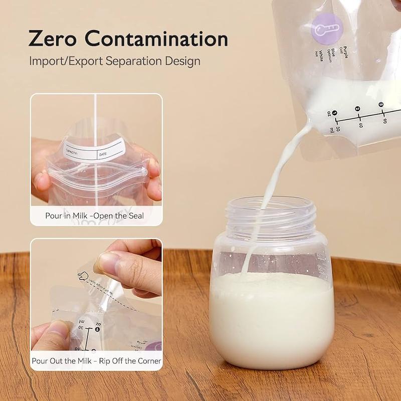 کیسه ذخیره‌سازی شیر مادر دارای سنسور دما مامکوزی (Momcozy Temp-Sensing Milk Storage Bags - 50 Pcs)