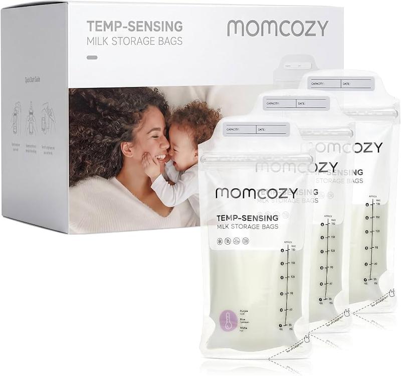 کیسه ذخیره‌سازی شیر مادر دارای سنسور دما مامکوزی (Momcozy Temp-Sensing Milk Storage Bags - 50 Pcs)