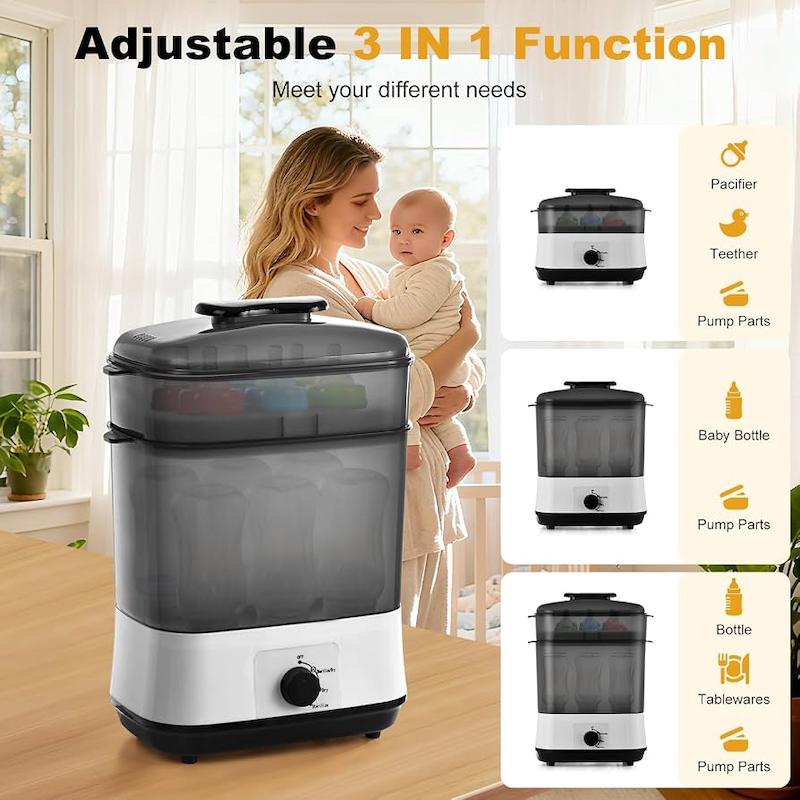 دستگاه استریل‌کننده و خشک‌کن ۳ در ۱ شیشه‌شیر (3-in-1 Electric Steam Sterilizer & Dryer)