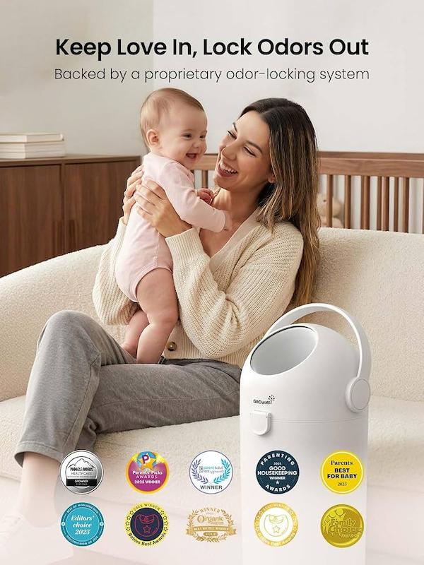 سطل زباله و پوشک ضد بو گرونزی (GROWNSY Odor-Locking Baby Diaper Pail)