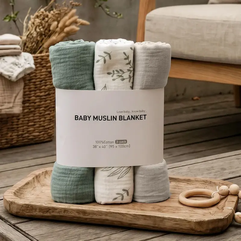 پک ۳ تایی پتو قنداق موسلین نوزاد | Muslin Swaddle Blankets