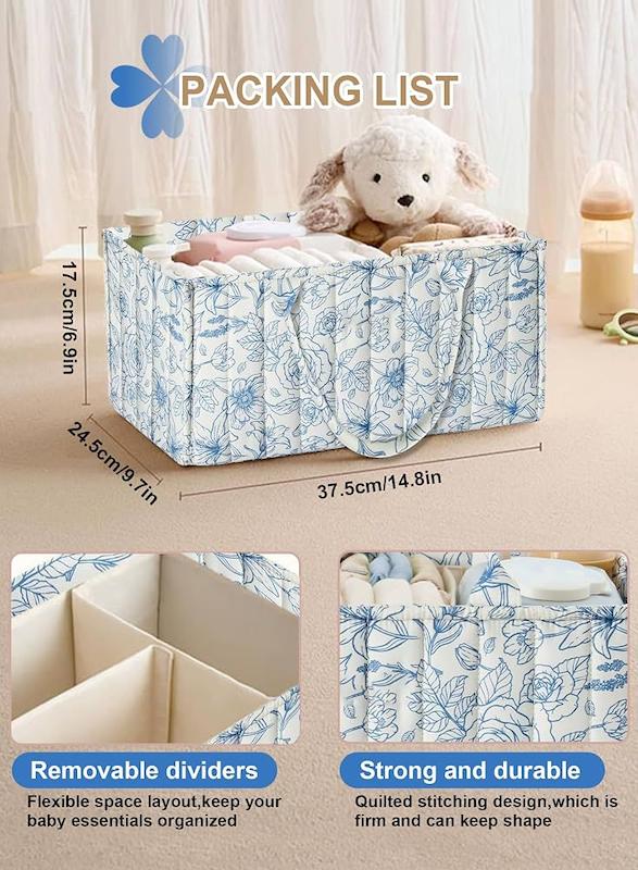 سبد نظم‌دهنده و حمل لوازم نوزاد هوم‌مارکت (Homarket Diaper Caddy Organizer - Vintage Rose)
