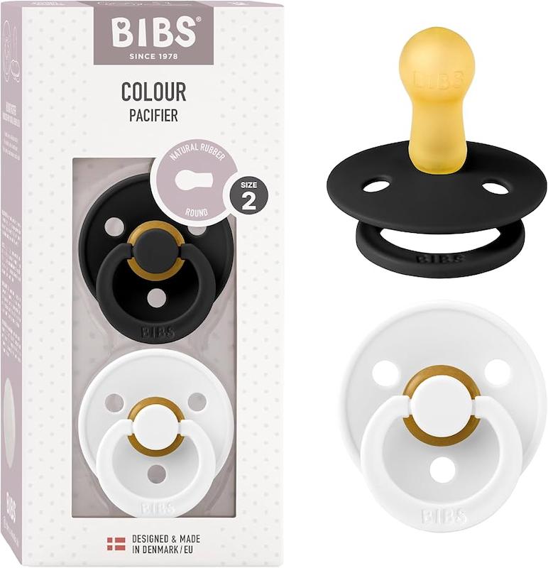 پستانک دو عددی بیبس مدل Colour رنگ مشکی و سفید (BIBS Colour Latex Pacifier - Black / White)