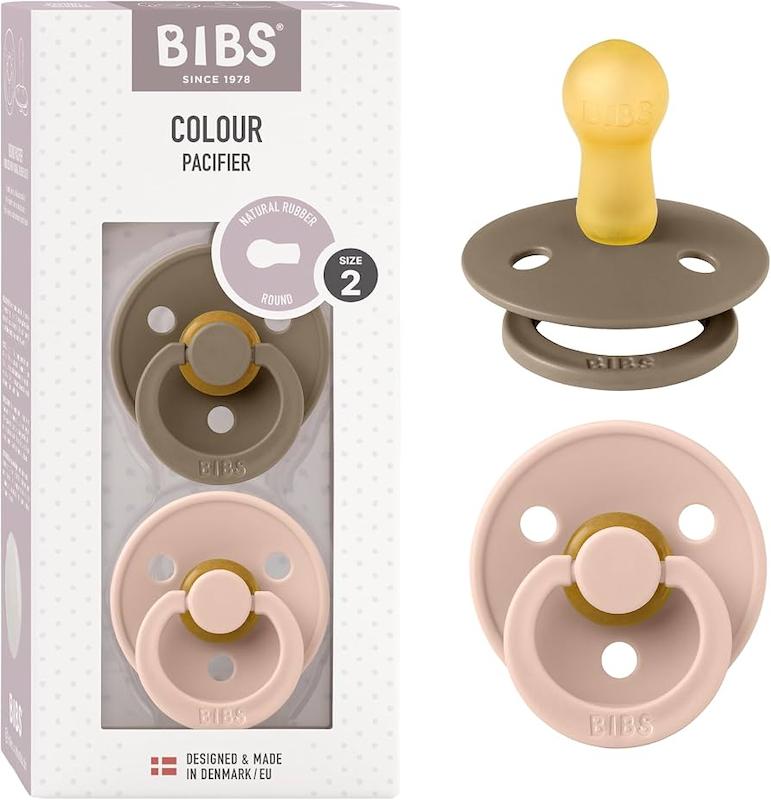 پستانک دو عددی بیبس مدل Colour رنگ بلوطی و صورتی (BIBS Colour Latex Pacifier - Dark Oak / Blush)