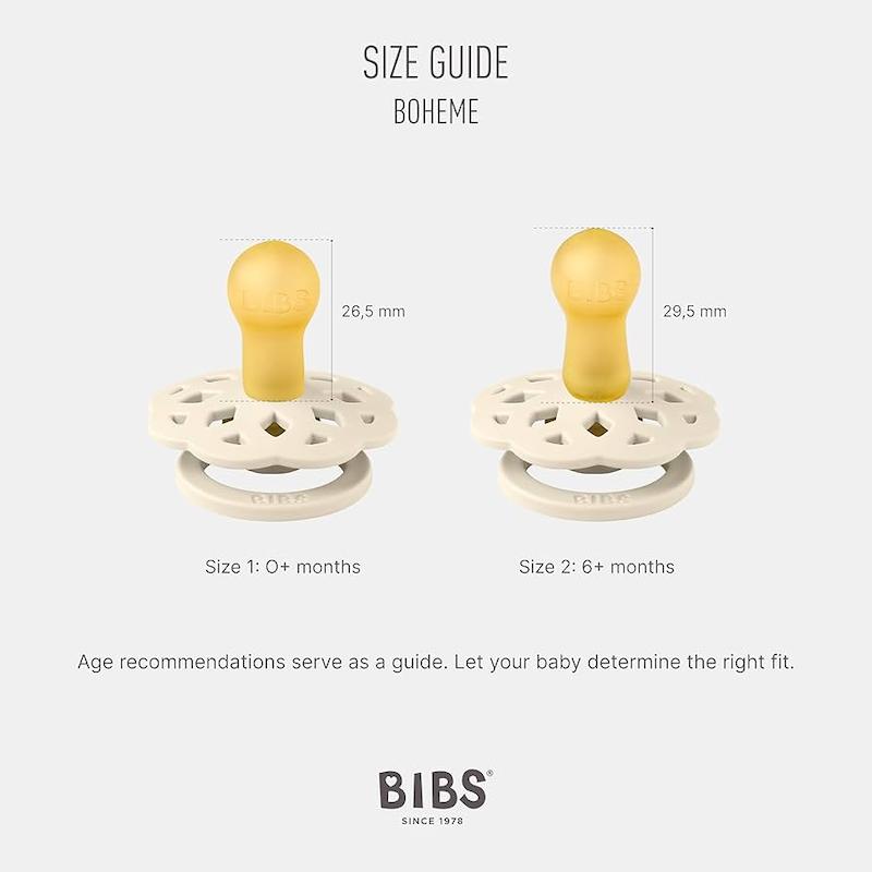 پستانک دو عددی بیبس مدل Boheme رنگ چندرنگ/کرم و صورتی (BIBS Boheme Latex Pacifier - Sage/Cloud or Multi-Color)