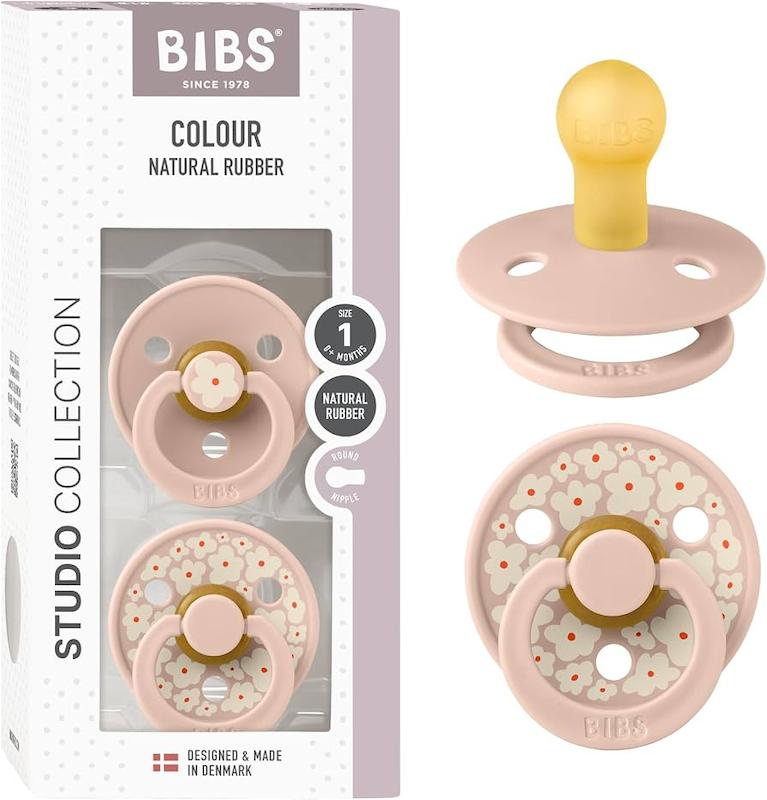 پستانک دو عددی بیبس کلکسیون استودیو طرح بابونه صورتی (BIBS Studio Colour Pacifier - Daisy Blush Mix)