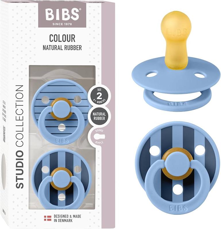 پستانک دو عددی بیبس کلکسیون استودیو طرح راه راه آبی (BIBS Studio Colour Pacifier - Sky Blue Mix)