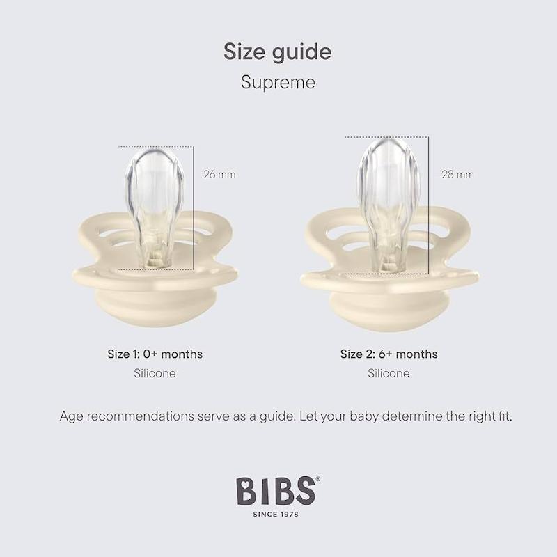 پستانک ۲ عددی بیبس مدل Supreme جنس سیلیکونی (BIBS Supreme Silicone Pacifier - Vanilla/Dark Oak)