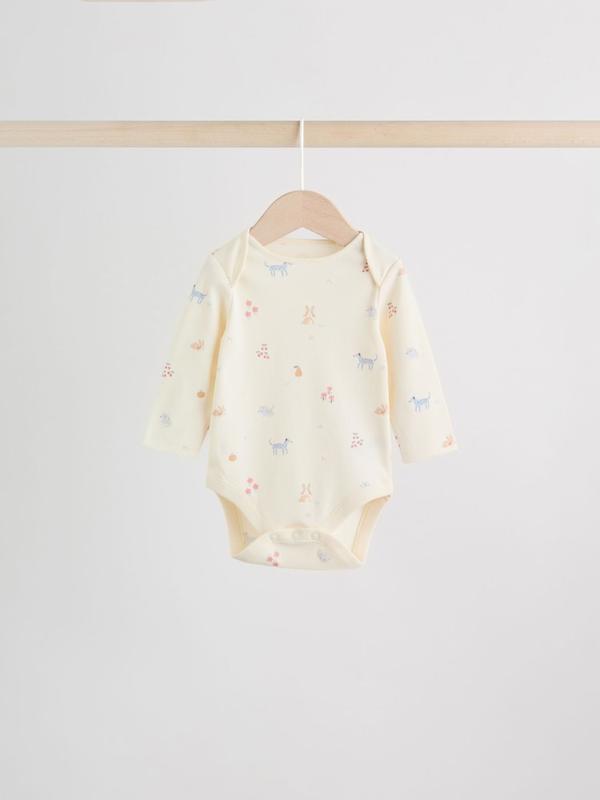 ست ۵ عددی بادی آستین بلند نوزادی طرح‌دار پاستیلی | Next baby Bodysuits
