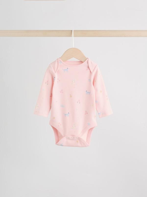 ست ۵ عددی بادی آستین بلند نوزادی طرح‌دار پاستیلی | Next baby Bodysuits