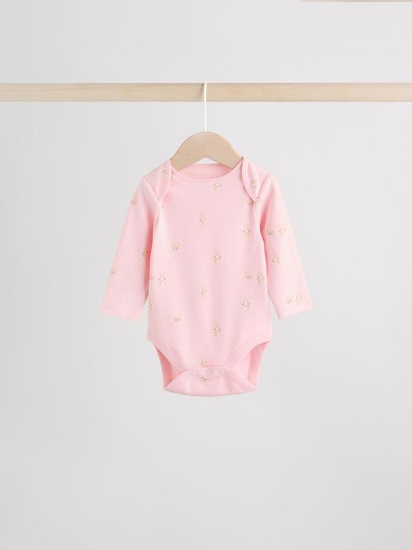 ست ۵ عددی بادی آستین بلند نوزادی طرح‌دار پاستیلی | Next baby Bodysuits