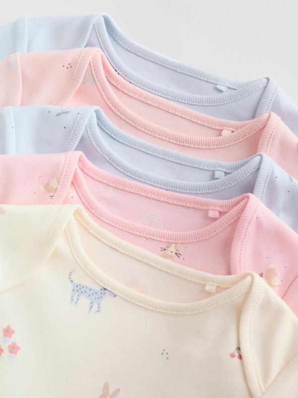 ست ۵ عددی بادی آستین بلند نوزادی طرح‌دار پاستیلی | Next baby Bodysuits