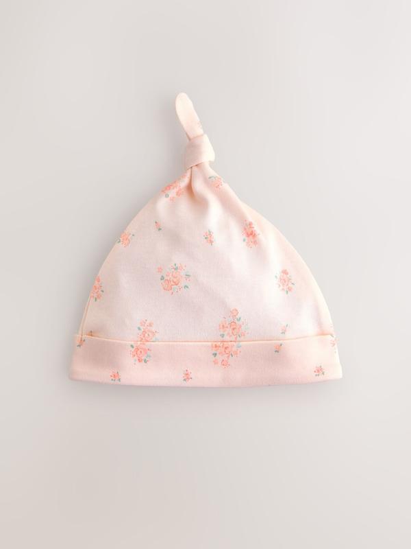 ست ۳ عددی کلاه‌ گره‌ای نوزادی صورتی و سفید | Next baby beanies 