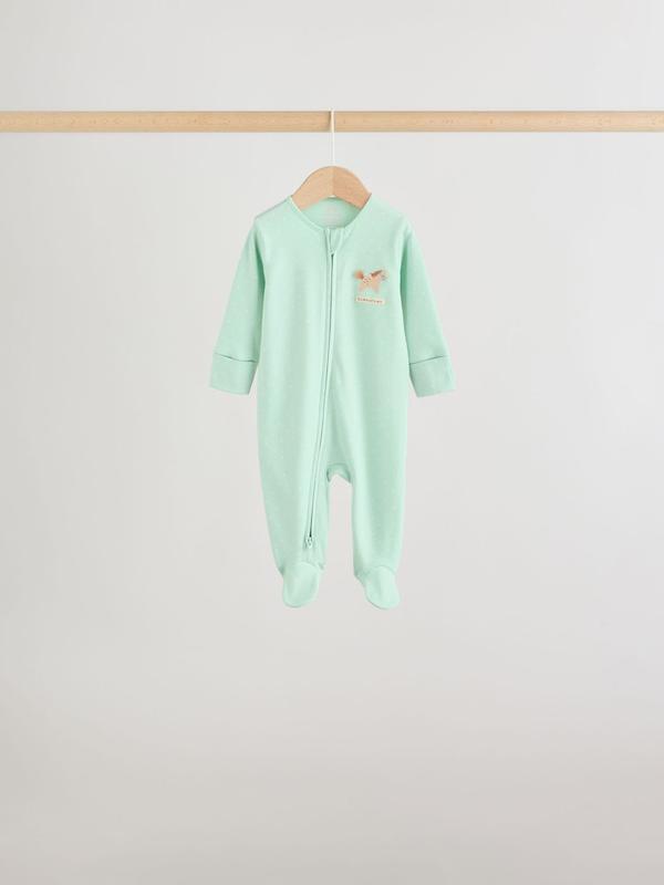ست ۵ عددی سرهمی خواب زیپ‌دار دوطرفه نوزادی صورتی و سبز | Next baby sleepsuits 