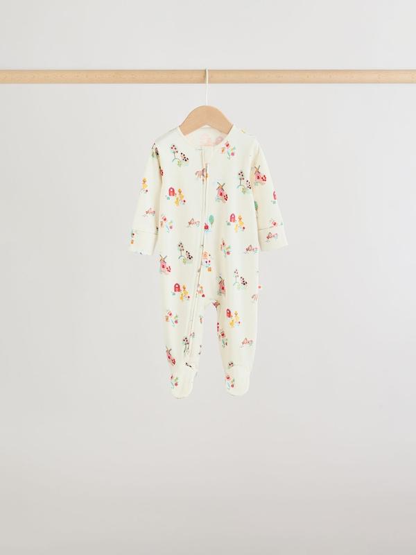 ست ۵ عددی سرهمی خواب زیپ‌دار دوطرفه نوزادی صورتی و سبز | Next baby sleepsuits 